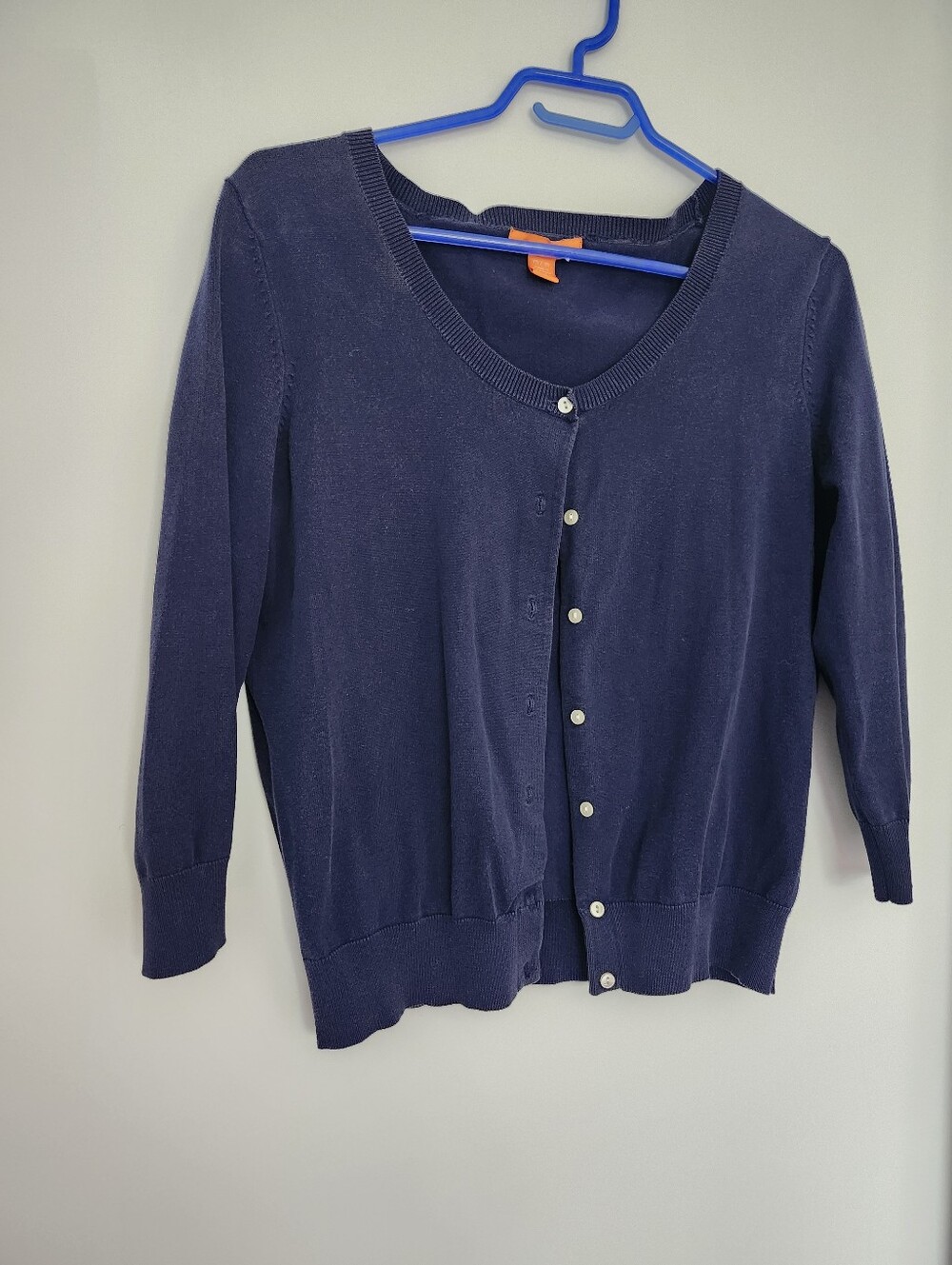 Joe Fresh Navy Blue Button Up Cardigan Medium, 3/4 Sleeve, Stretchy